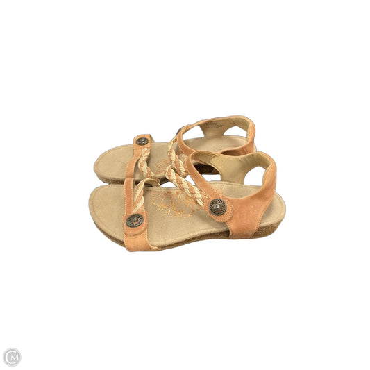 Sandals Heels Wedge By Aetrex In Brown & Cream, Size: 8