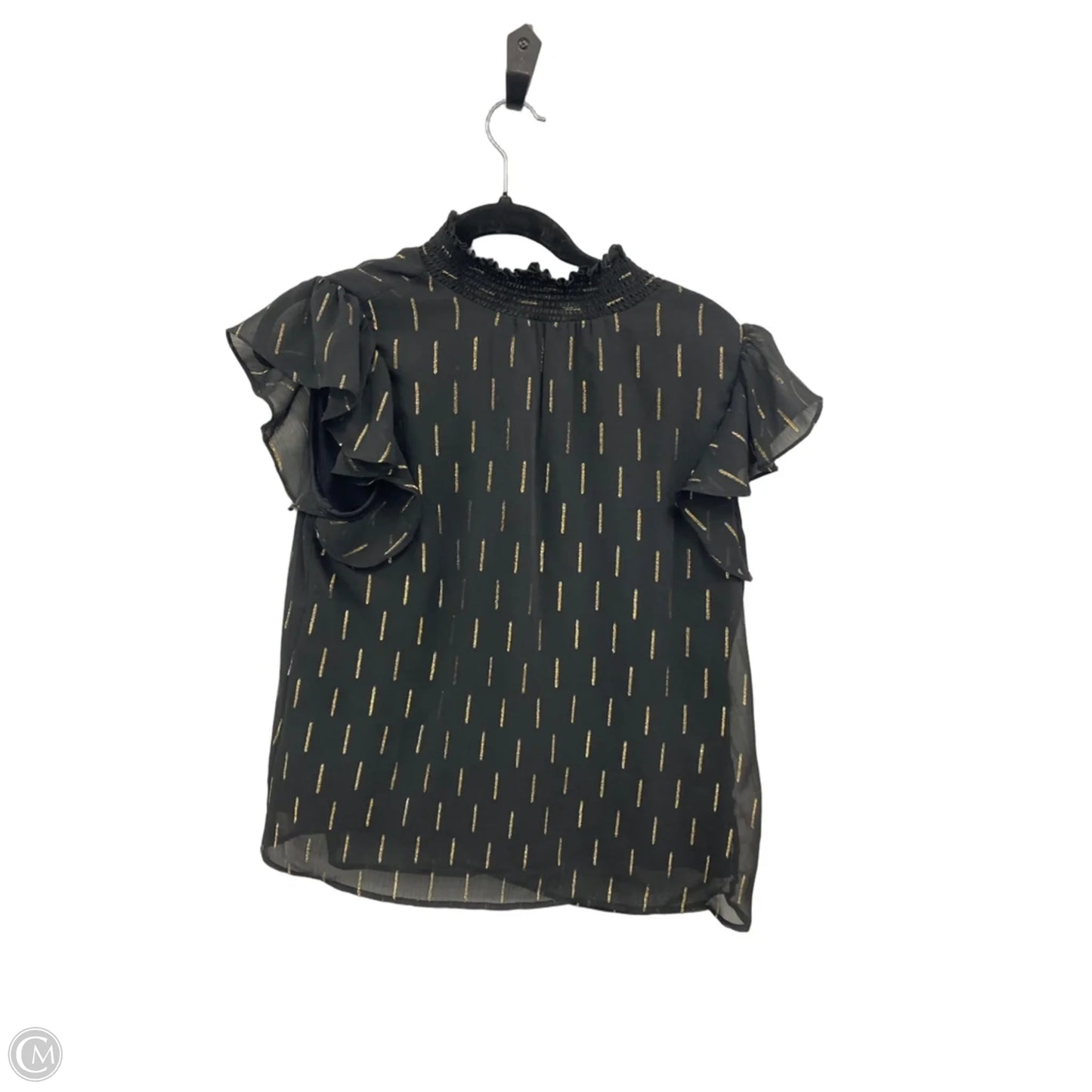 Top Short Sleeve By Cece In Black & Gold, Size: M