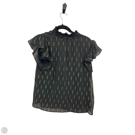Top Short Sleeve By Cece In Black & Gold, Size: M