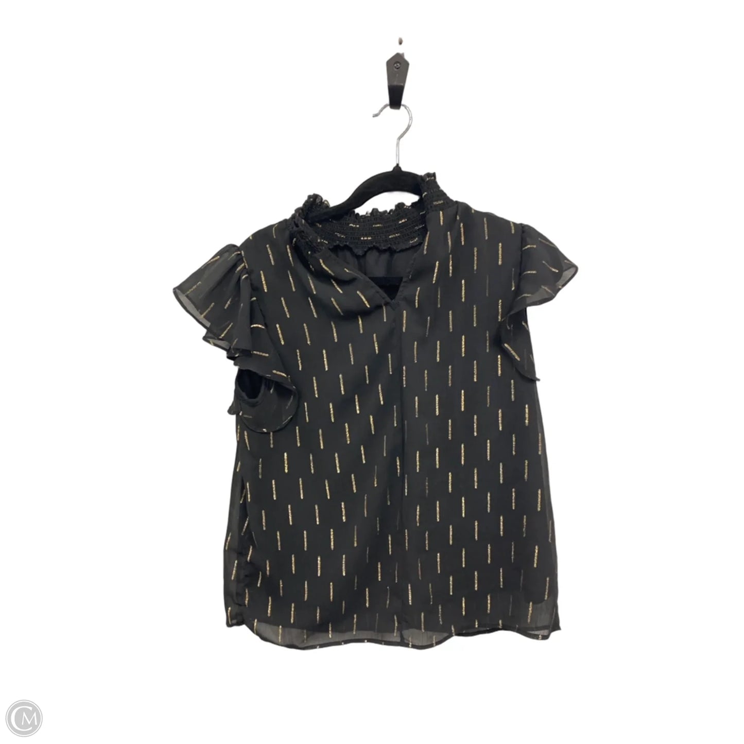 Top Short Sleeve By Cece In Black & Gold, Size: M