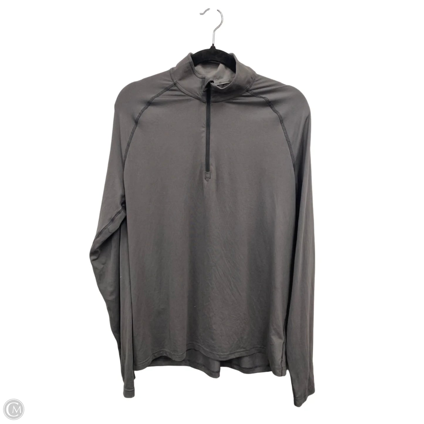Athletic Top Long Sleeve Collar By Champion In Grey, Size: M