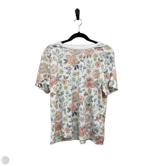 Top Short Sleeve Basic By Shein In Floral Print, Size: L