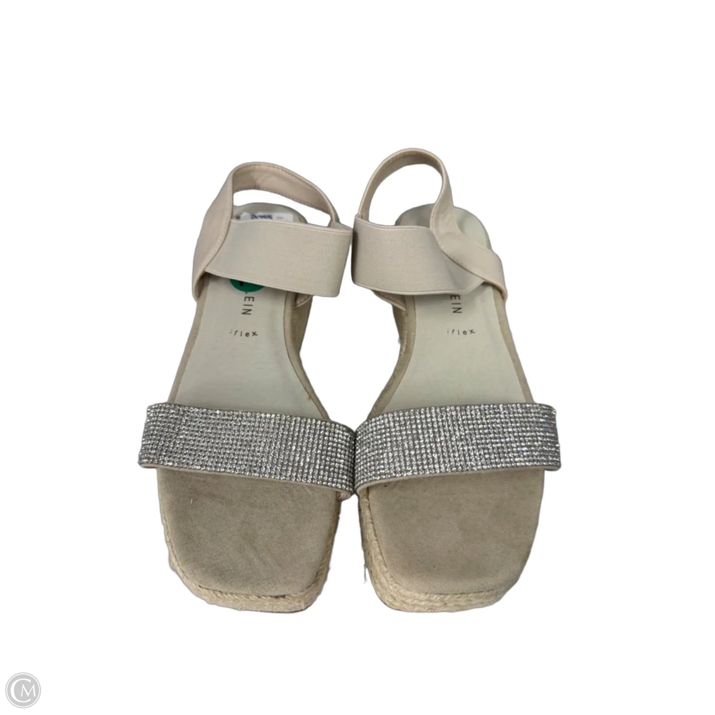 Sandals Heels Wedge By Anne Klein In Silver & Tan, Size: 7.5