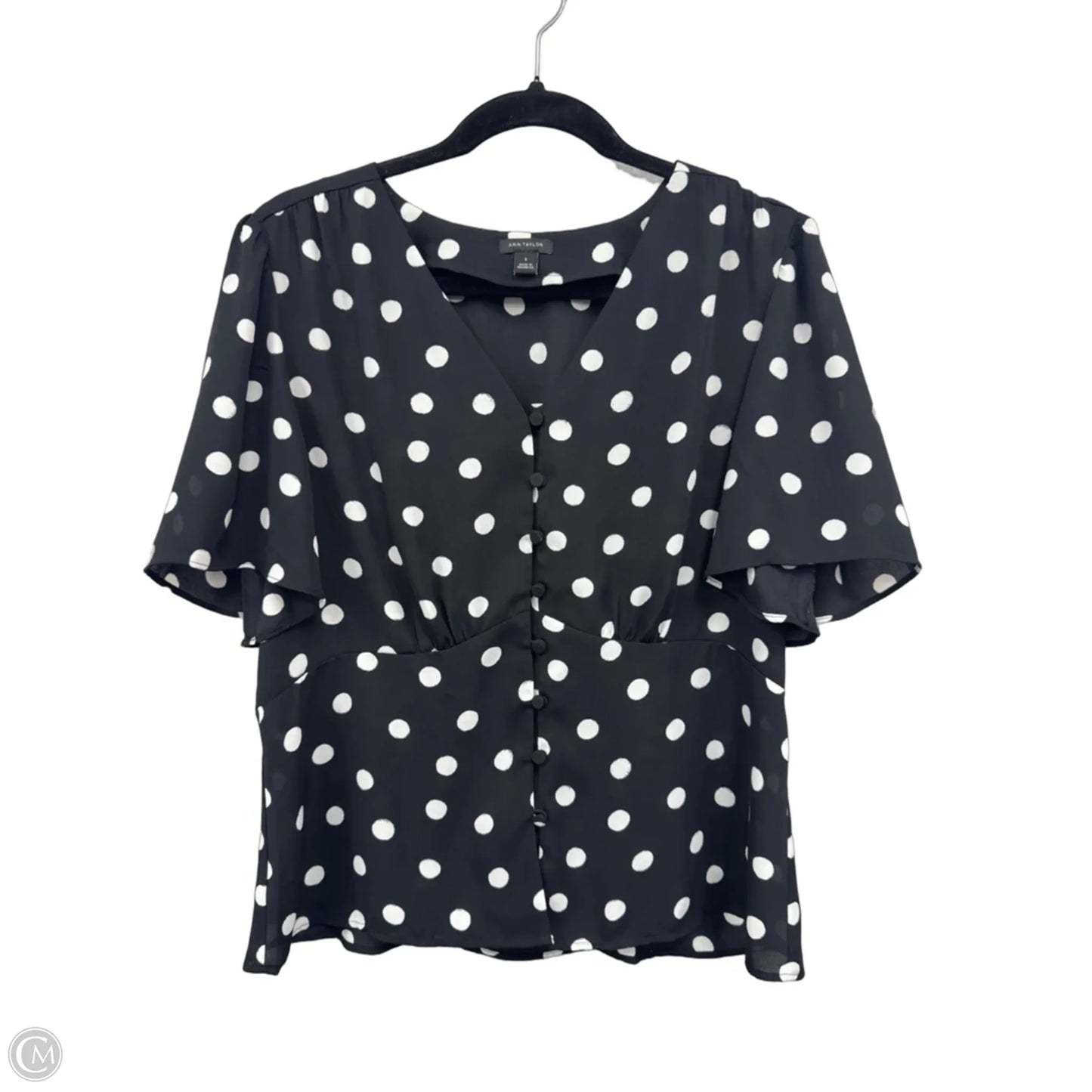 Top Short Sleeve By Ann Taylor In Polkadot Pattern, Size: 8