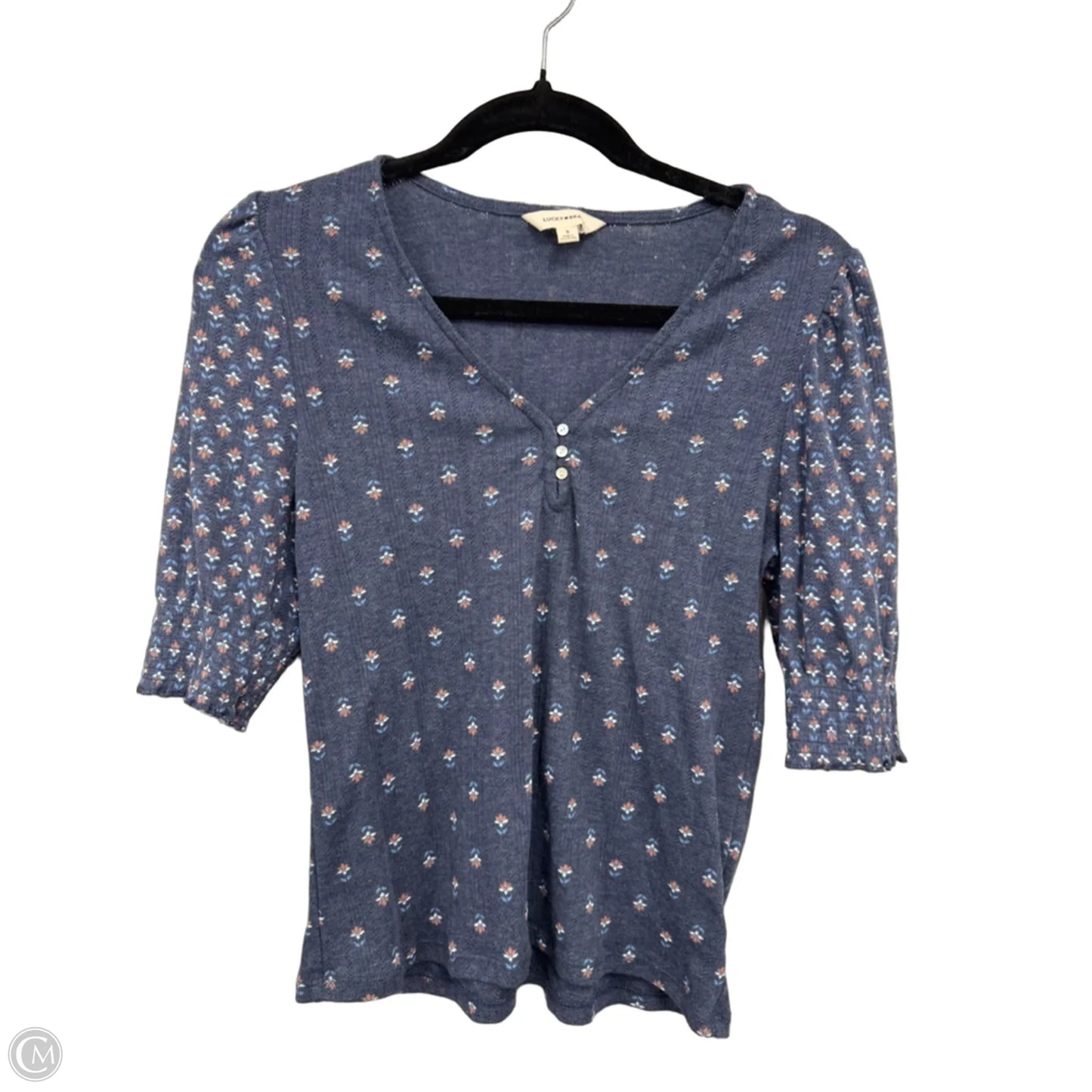 Top Short Sleeve By Lucky Brand In Floral Print, Size: S