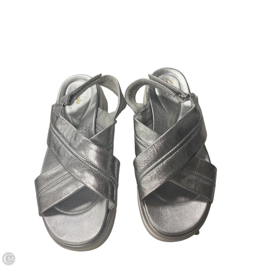Sandals Heels Platform By Clarks In Silver, Size: 8.5