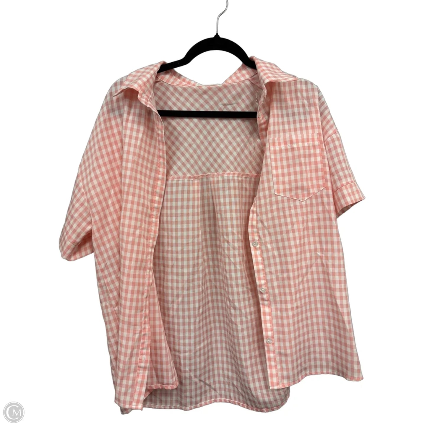 Top Short Sleeve By Andree By Unit In Checkered Pattern, Size: M
