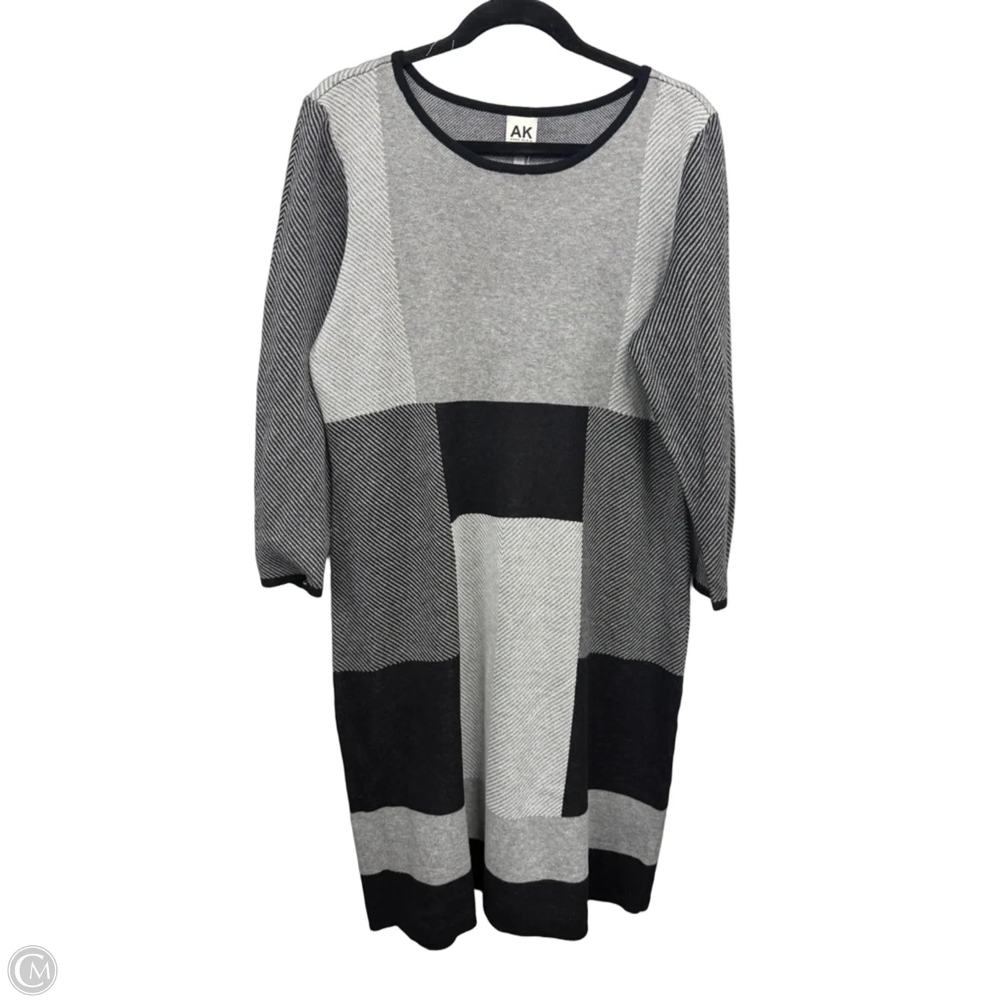 Dress Sweater By Anne Klein In Black & Grey, Size: L