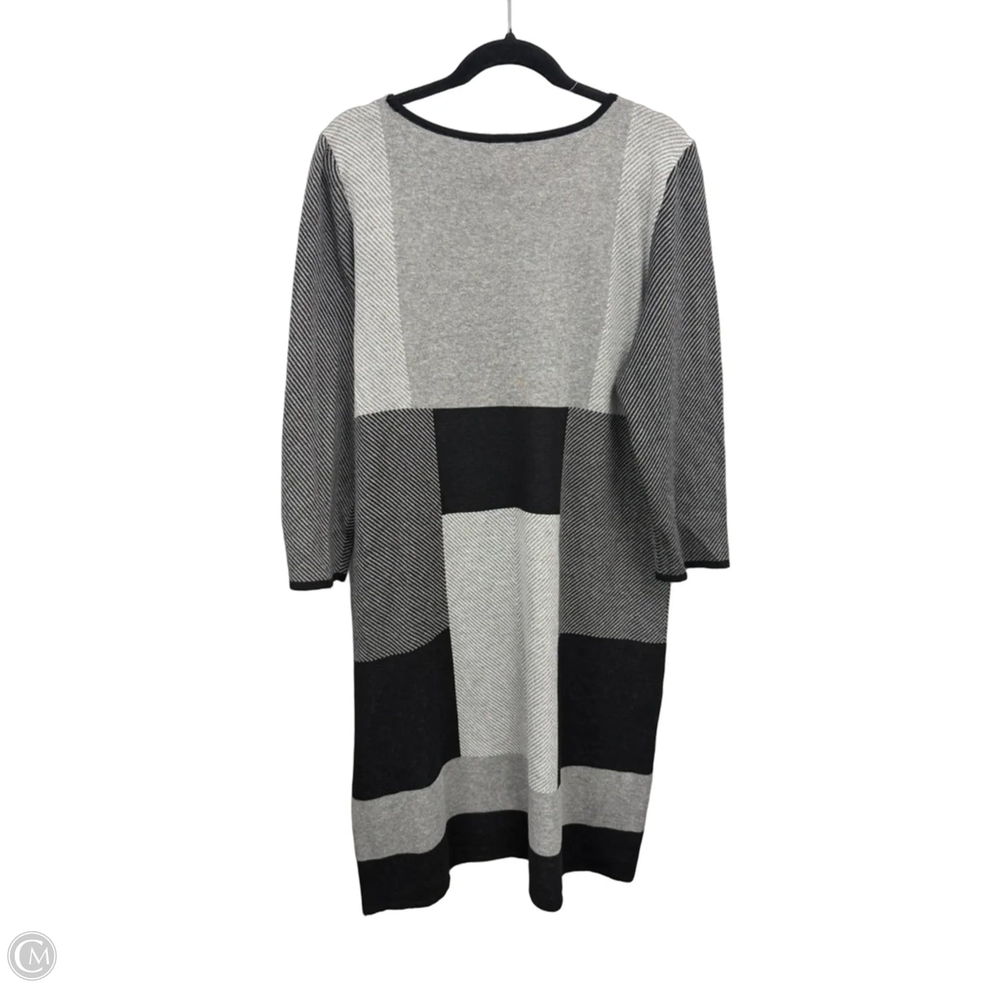 Dress Sweater By Anne Klein In Black & Grey, Size: L