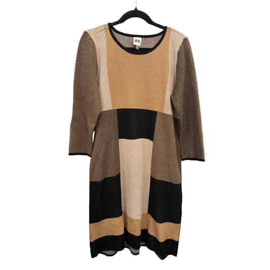 Dress Sweater By Anne Klein In Black & Tan, Size: L