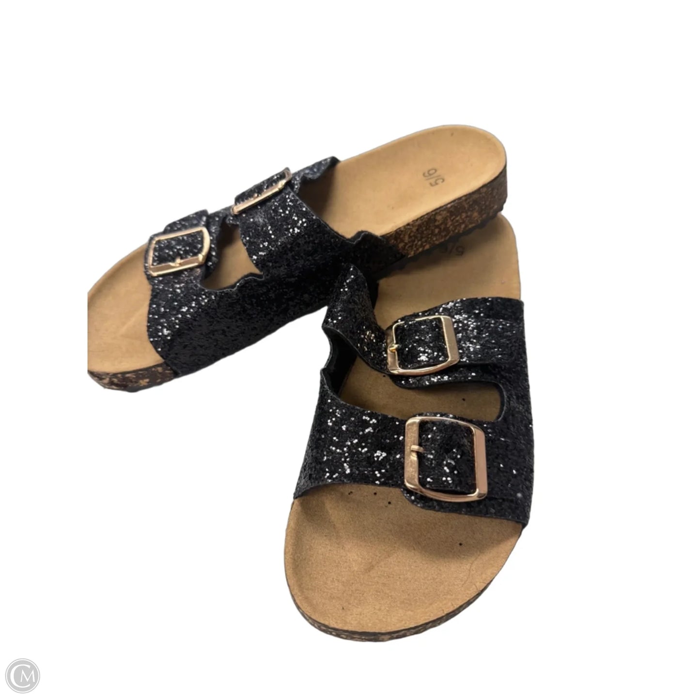 Sandals Flats By Clothes Mentor In Black, Size: 5.5