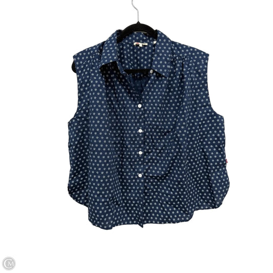 Top Short Sleeve By Levis In Blue & White, Size: L
