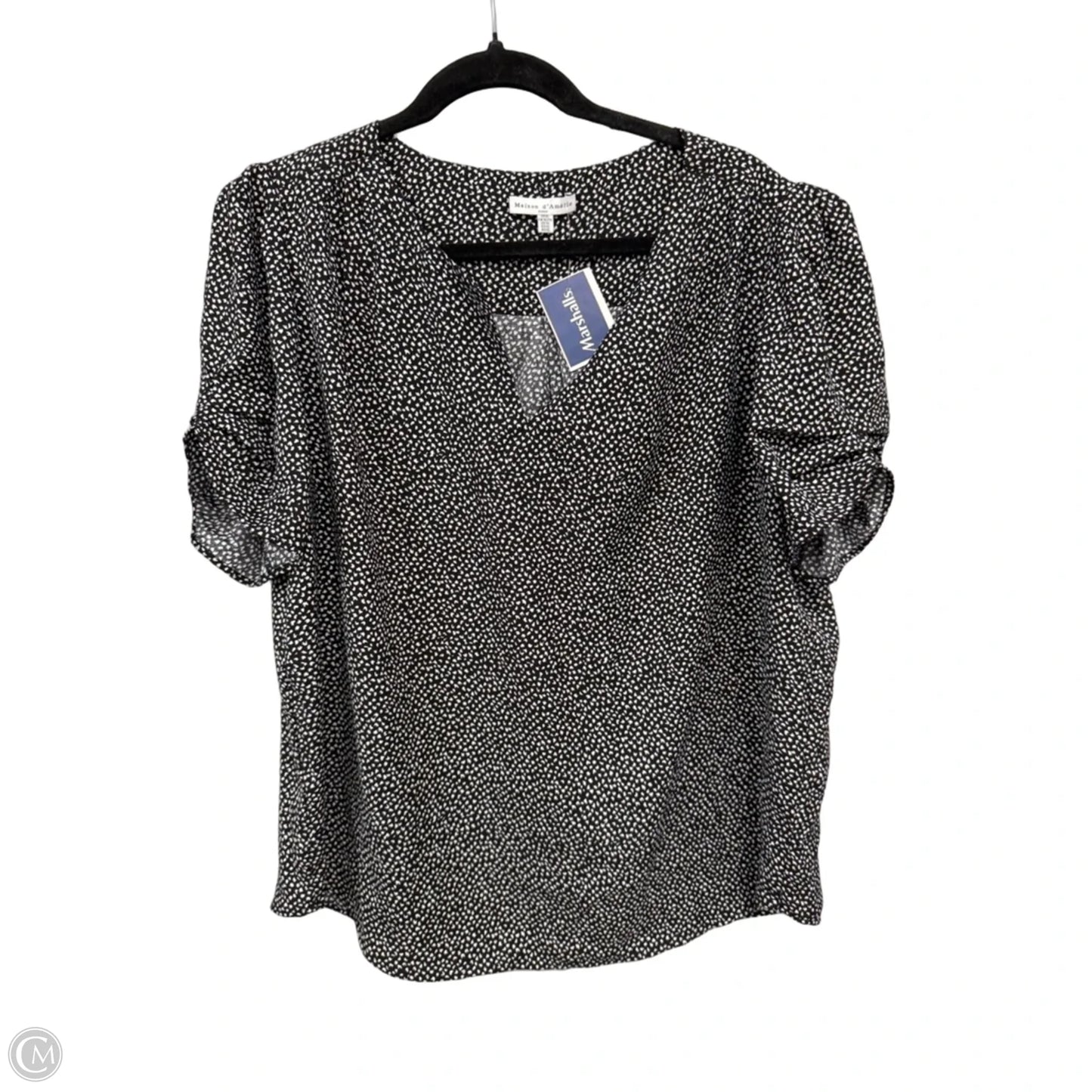 Top Short Sleeve By Maison Damelie In Black & White, Size: Xl