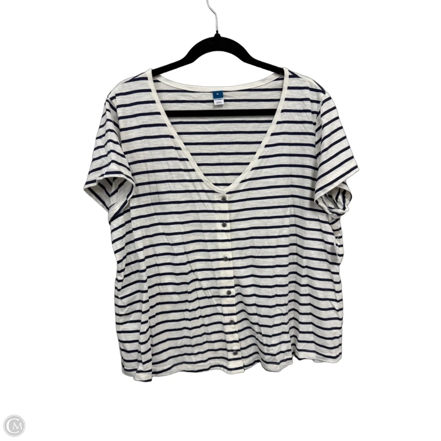 Top Short Sleeve By Old Navy In Blue & Cream, Size: Xl