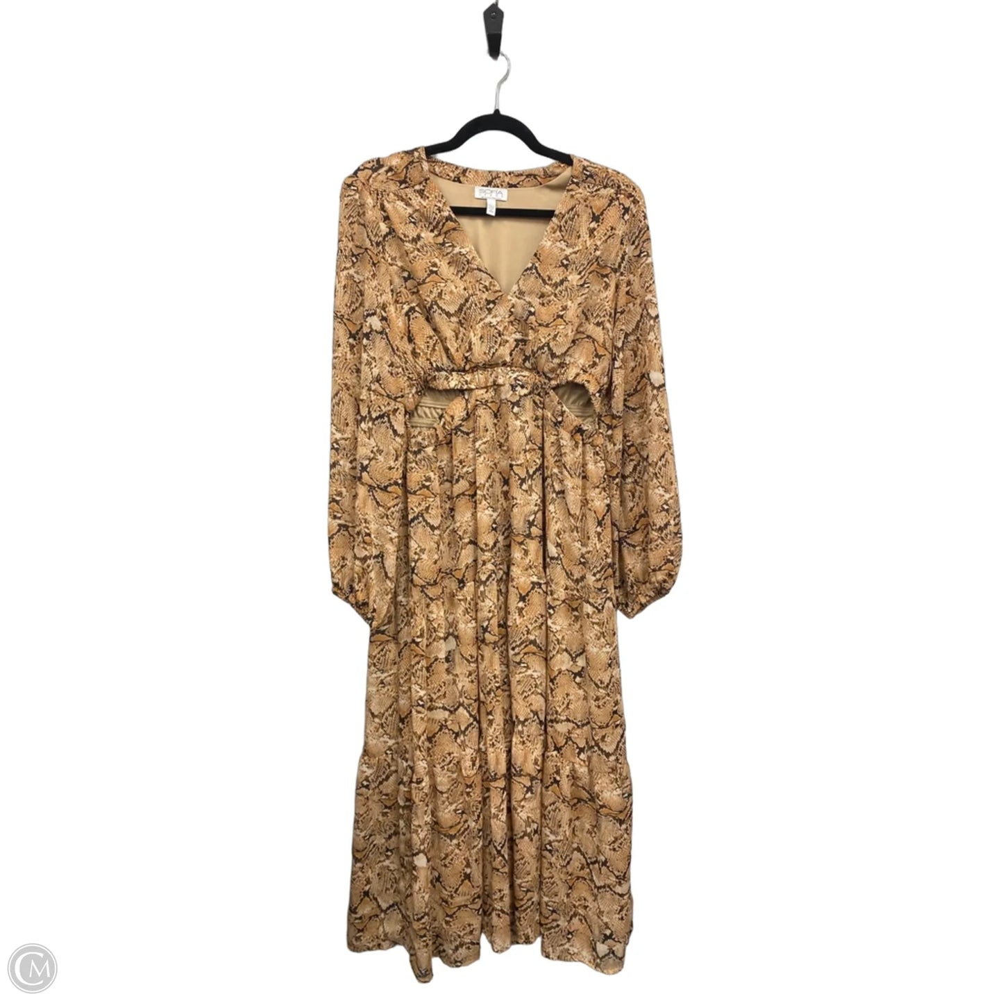 Dress Casual Midi By Sofia By Sofia Vergara In Brown & Orange, Size: L