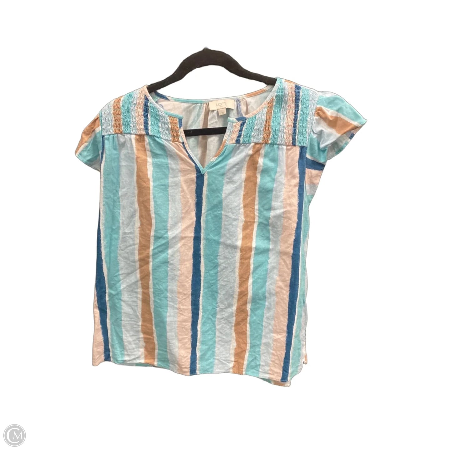 Top Short Sleeve By Loft In Blue & Brown, Size: L