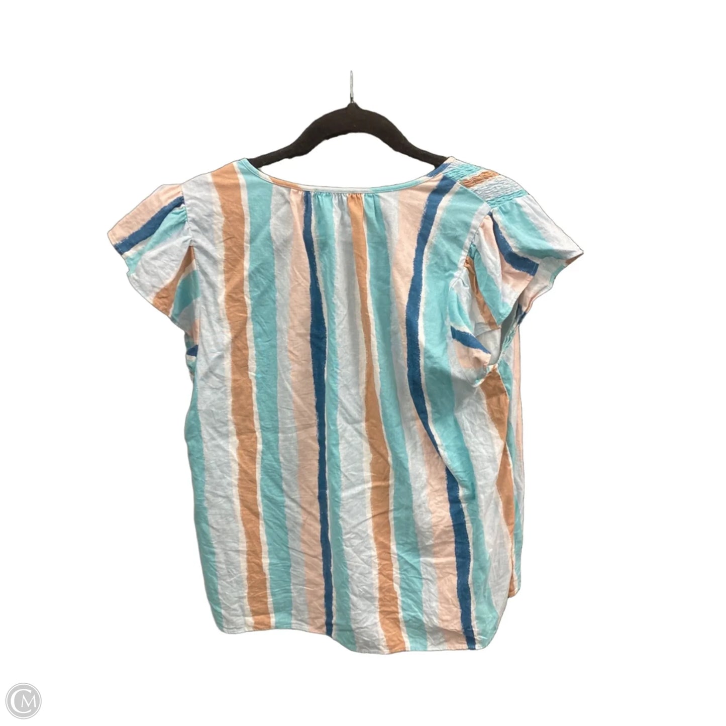 Top Short Sleeve By Loft In Blue & Brown, Size: L