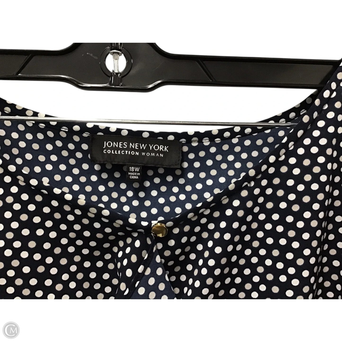 Blouse Short Sleeve By Jones New York In Polkadot Pattern, Size: 18