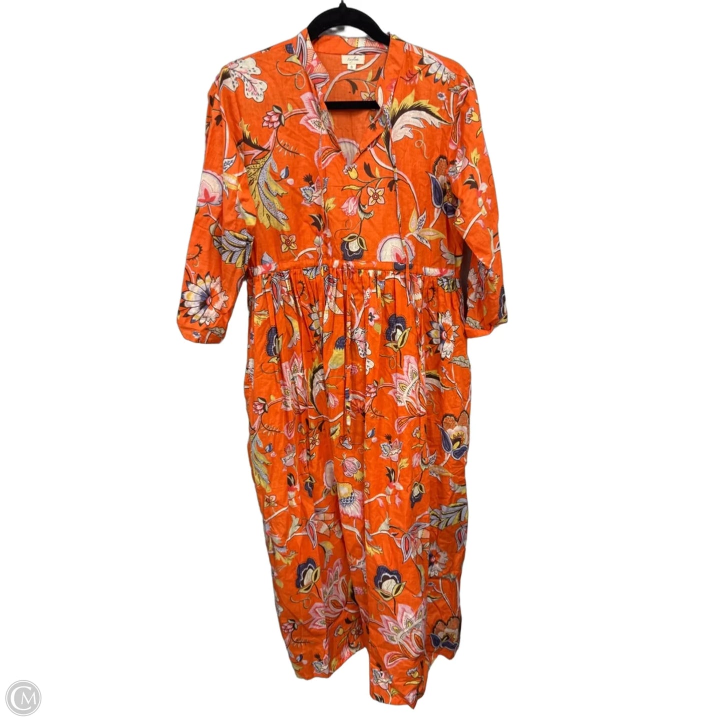 Dress Casual Midi By Clothes Mentor In Orange & Yellow, Size: S