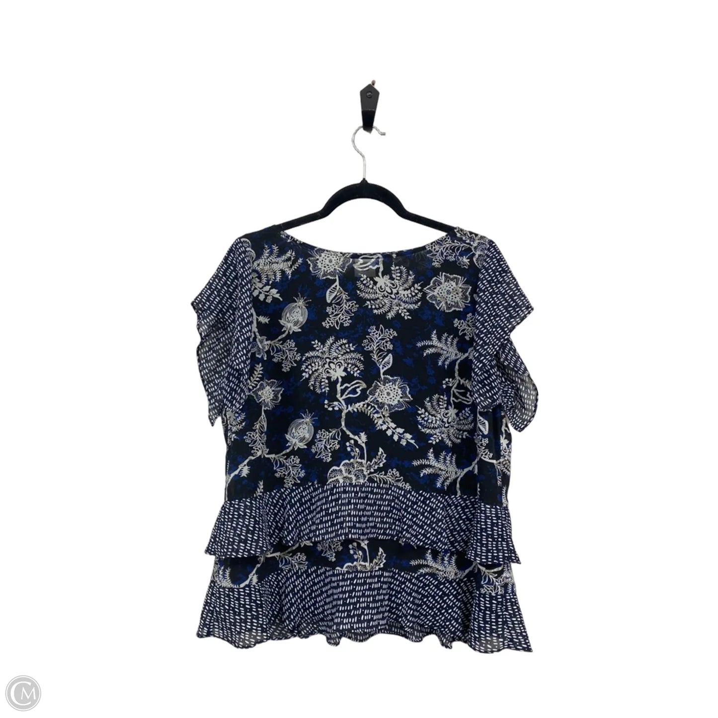 Top Short Sleeve By Cabi In Black & White, Size: L