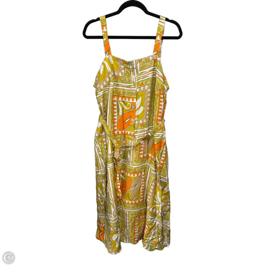 Dress Casual Midi By Mlle Gabrielle In Green & Orange, Size: 1x