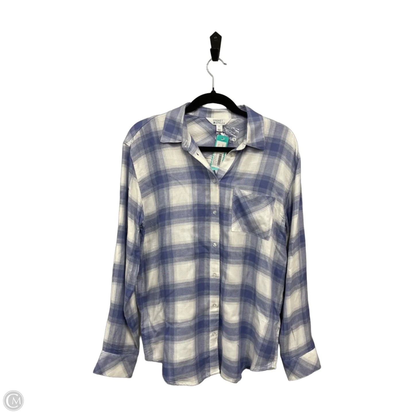 Top Long Sleeve By Market & Spruce In Blue & White, Size: S