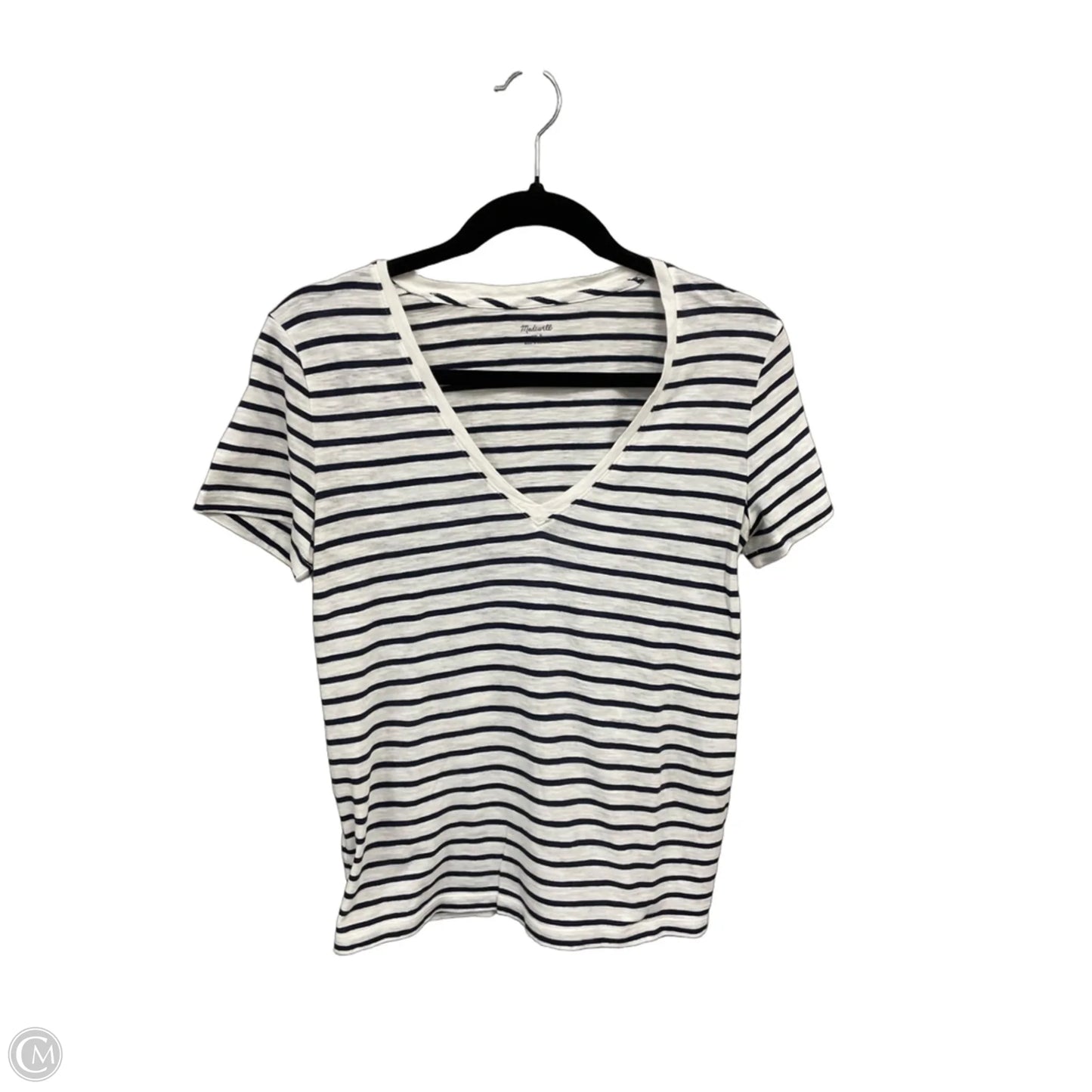 Top Short Sleeve By Madewell In Blue & White, Size: S