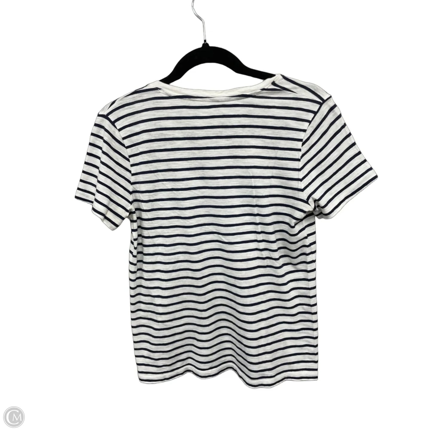 Top Short Sleeve By Madewell In Blue & White, Size: S
