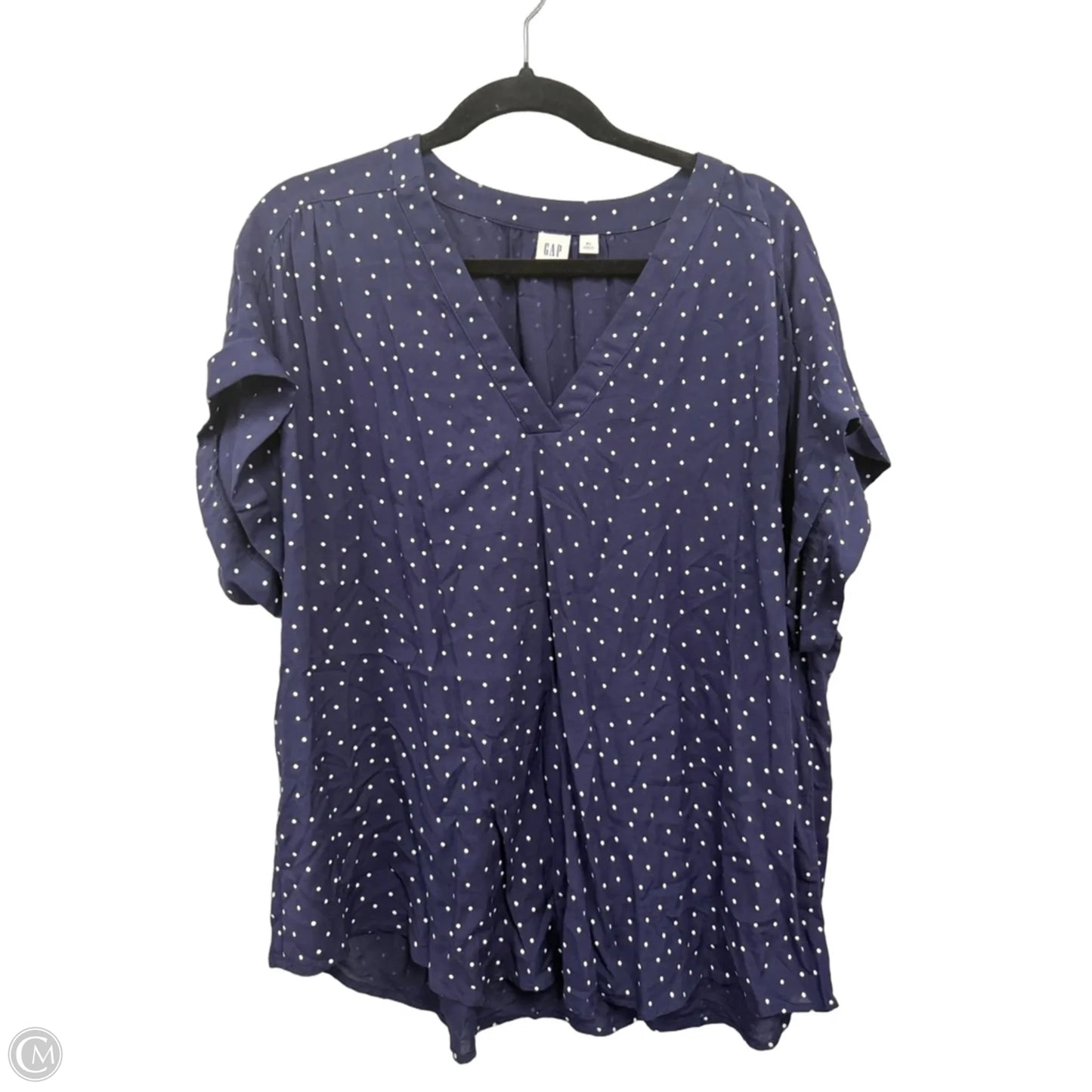 Top Short Sleeve By Gap In Blue & White, Size: Xl