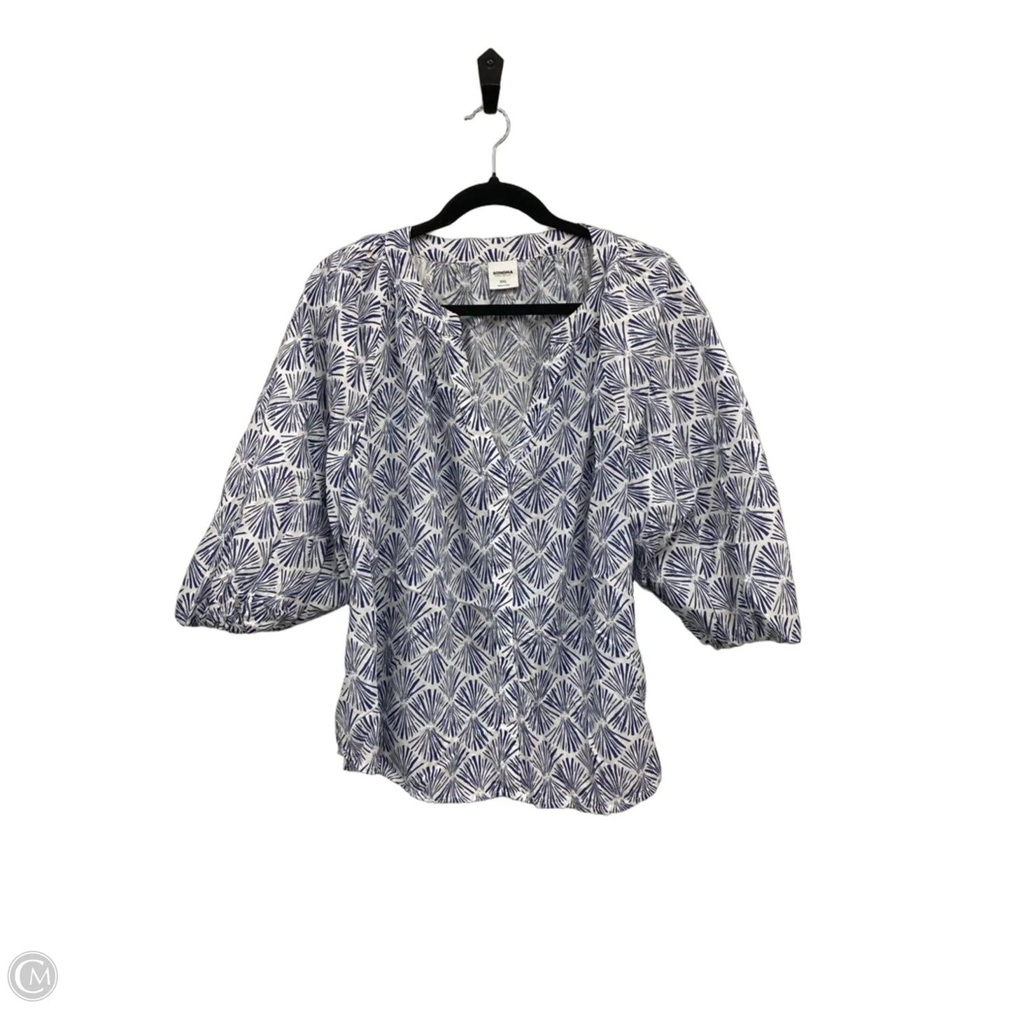 Top Short Sleeve By Sonoma In Blue & White, Size: Xxl