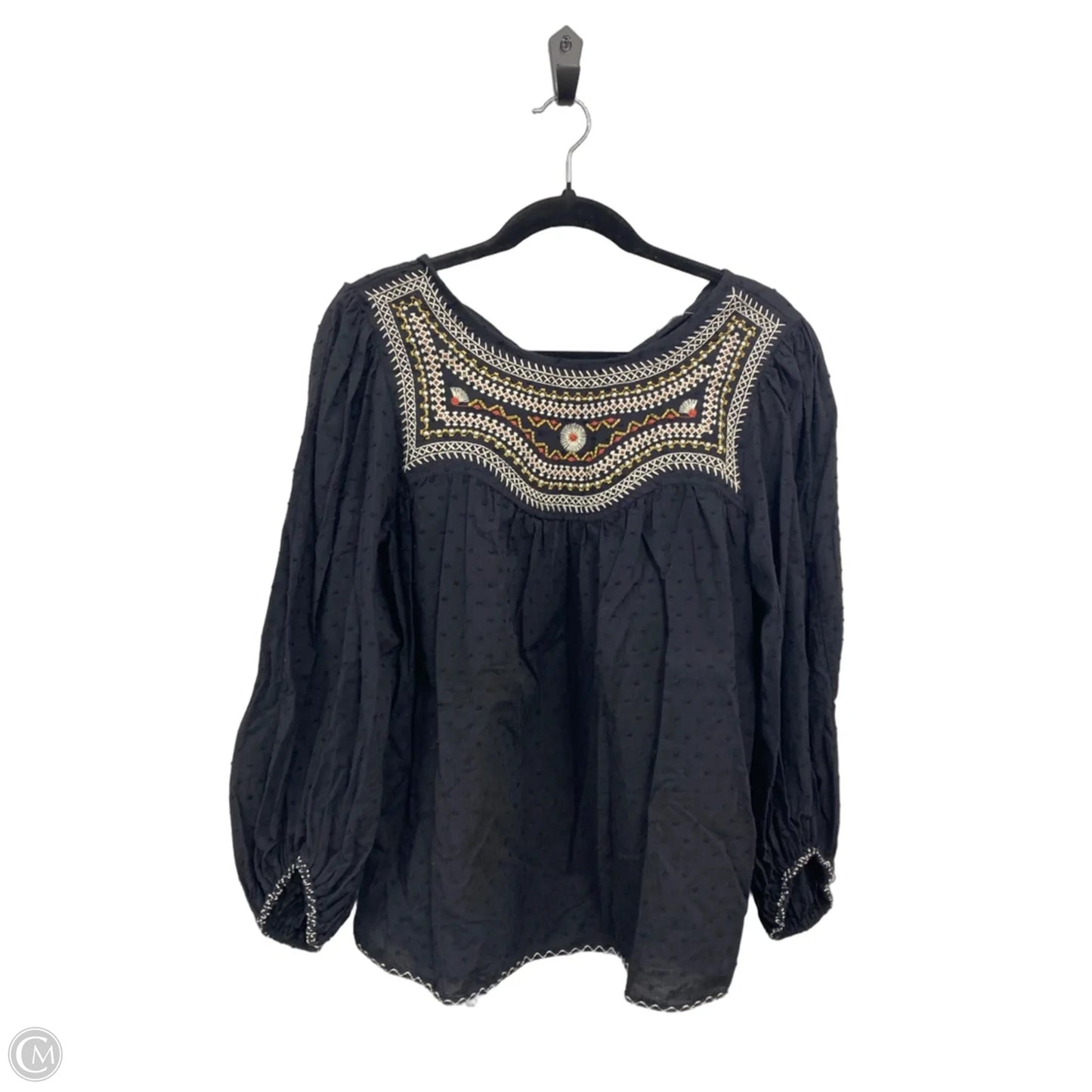 Top 3/4 Sleeve By Max Studio In Black & Cream, Size: L