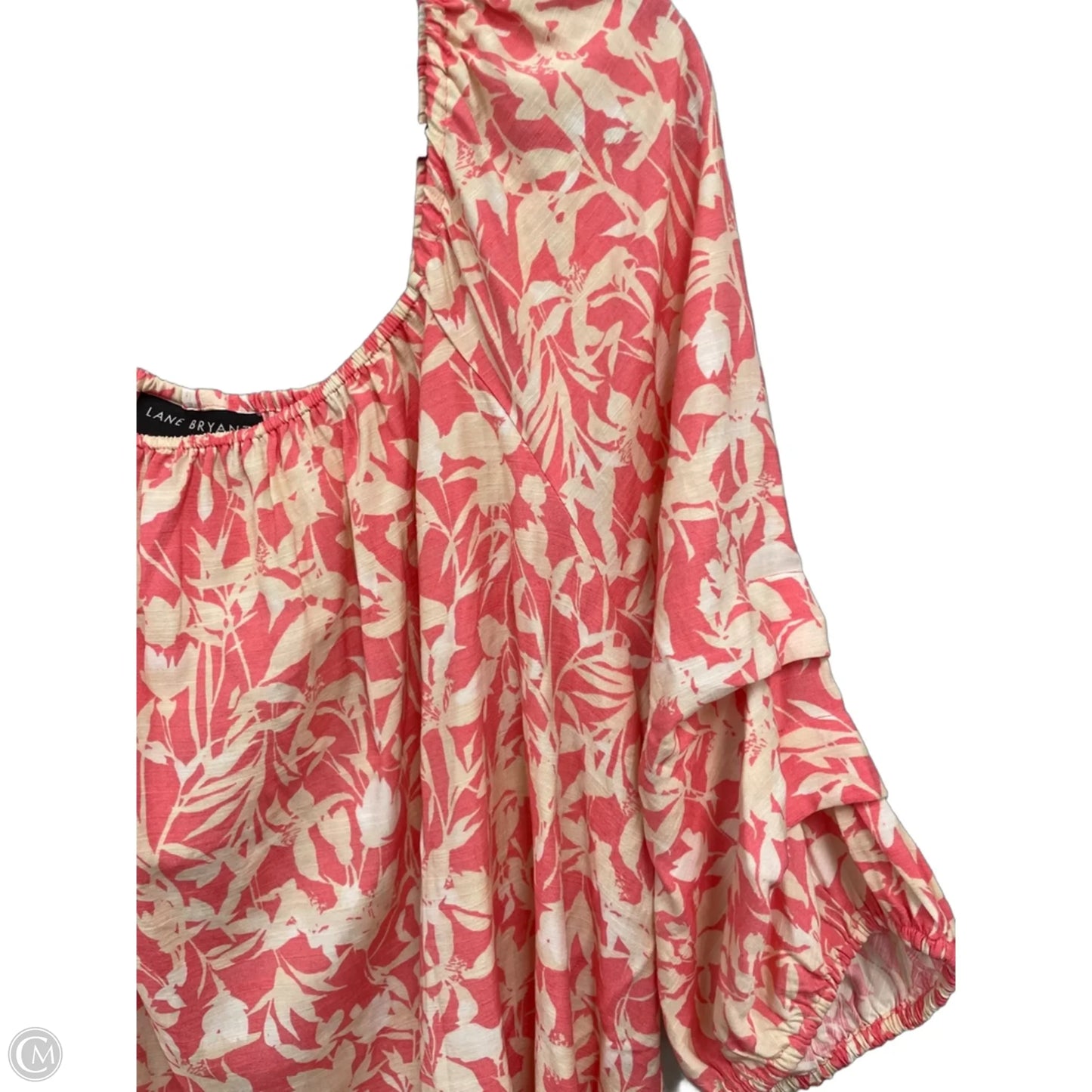 Top Short Sleeve By Lane Bryant In Cream & Pink, Size: 18