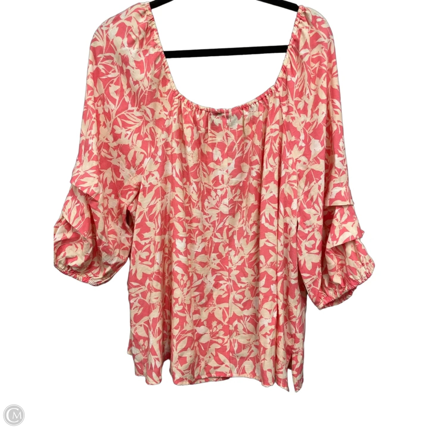 Top Short Sleeve By Lane Bryant In Cream & Pink, Size: 18