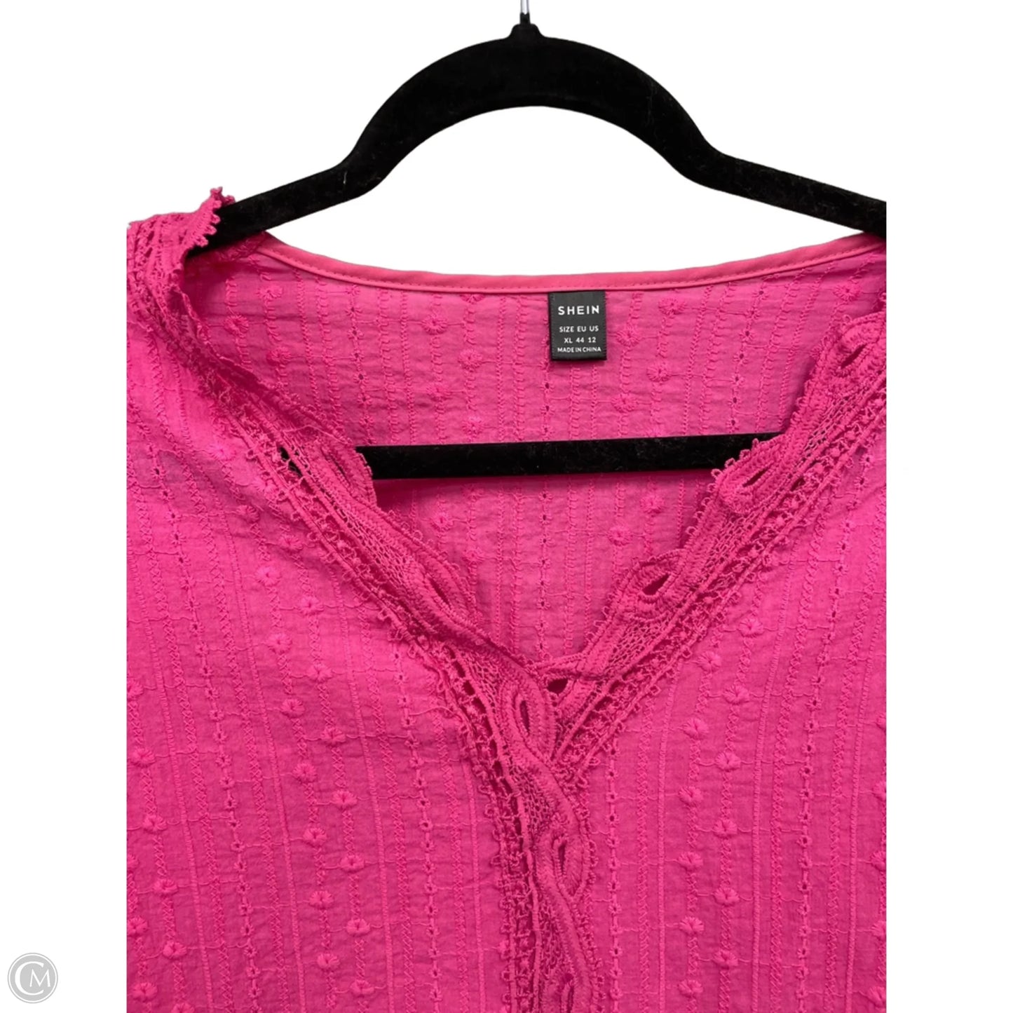 Top Short Sleeve By Shein In Pink, Size: Xl