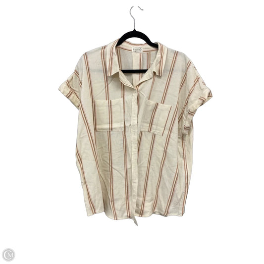 Top Short Sleeve By Wonderly In Cream & Orange, Size: Xl