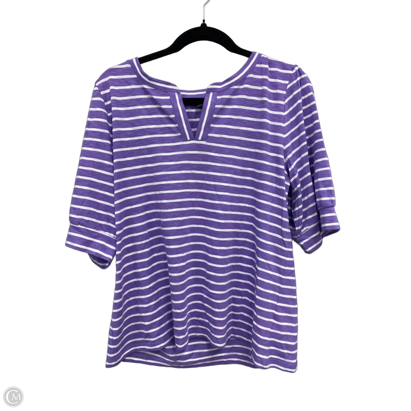 Top Short Sleeve By Talbots In Purple & White, Size: L
