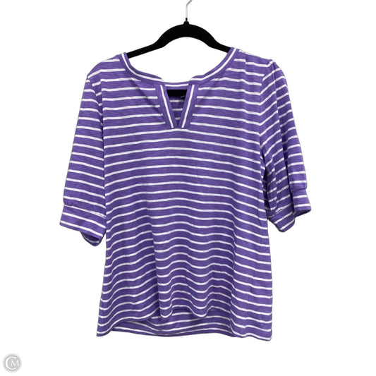 Top Short Sleeve By Talbots In Purple & White, Size: L