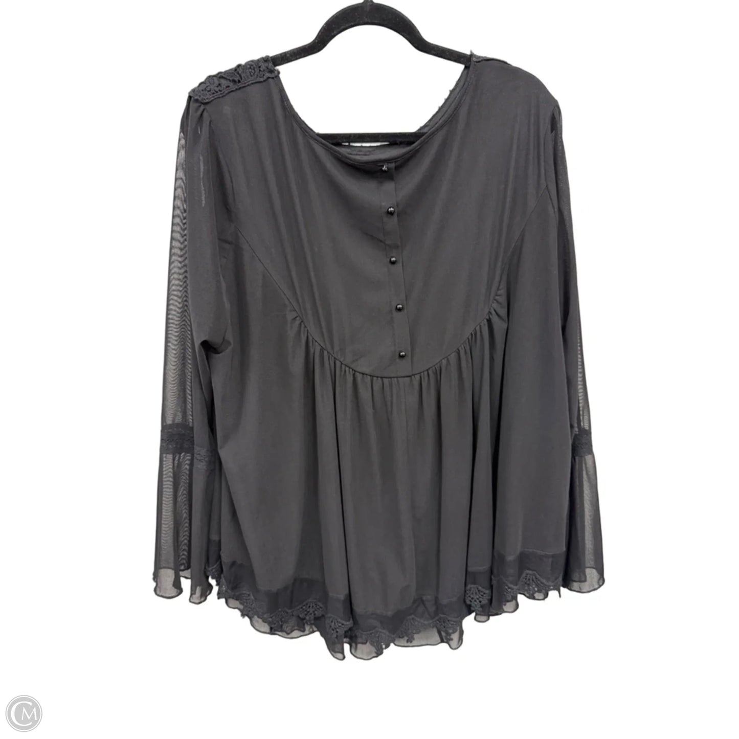 Top Long Sleeve By Ultra Pink In Black, Size: 2x