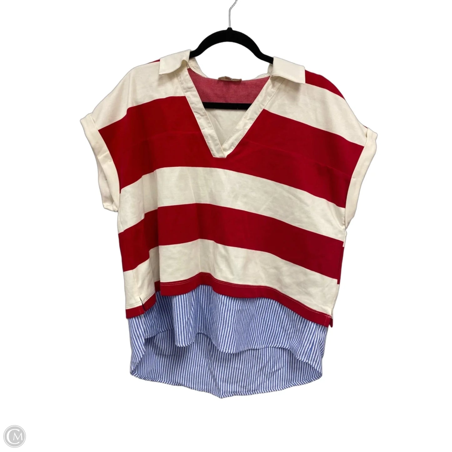 Top Short Sleeve By Entro In Blue & Red & White, Size: M
