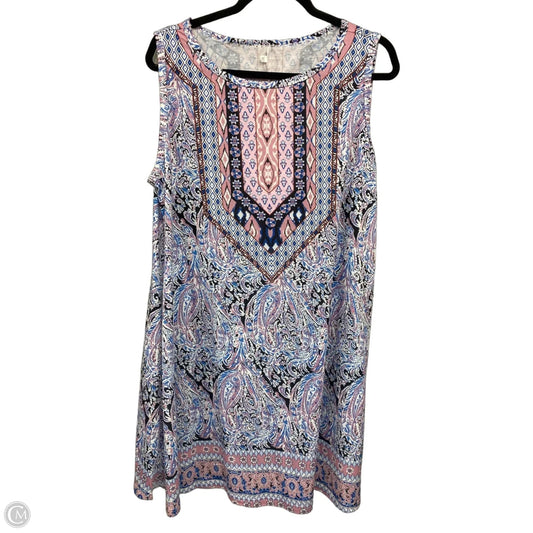 Dress Casual Short By Clothes Mentor In Blue & Pink, Size: 2x