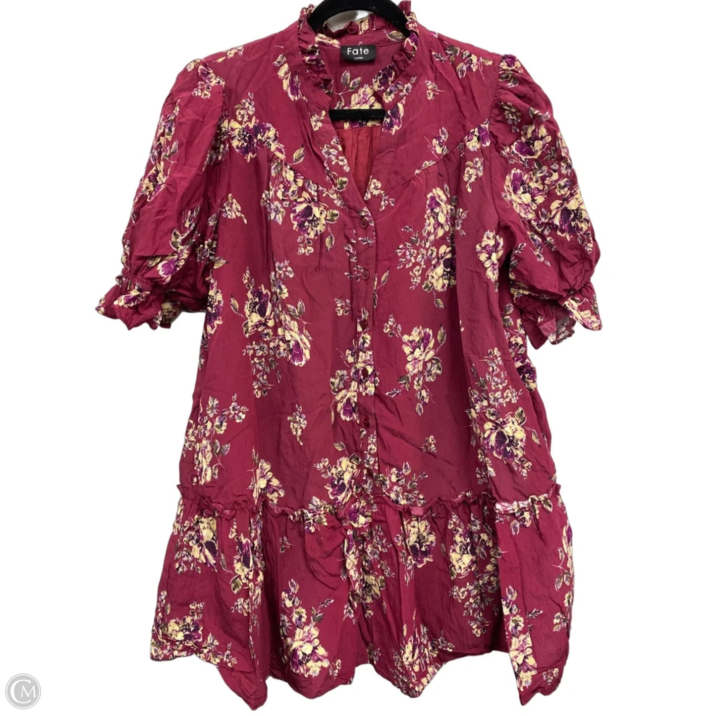 Dress Casual Short By Fate In Cream & Purple, Size: L