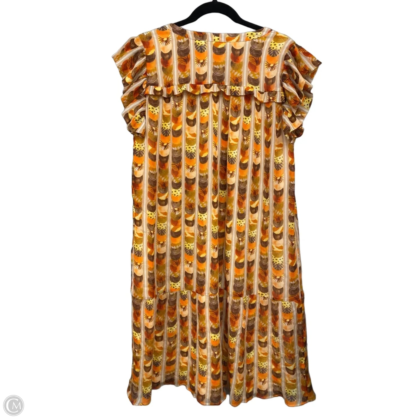 Dress Casual Midi By Marie Oliver In Brown & Orange, Size: M