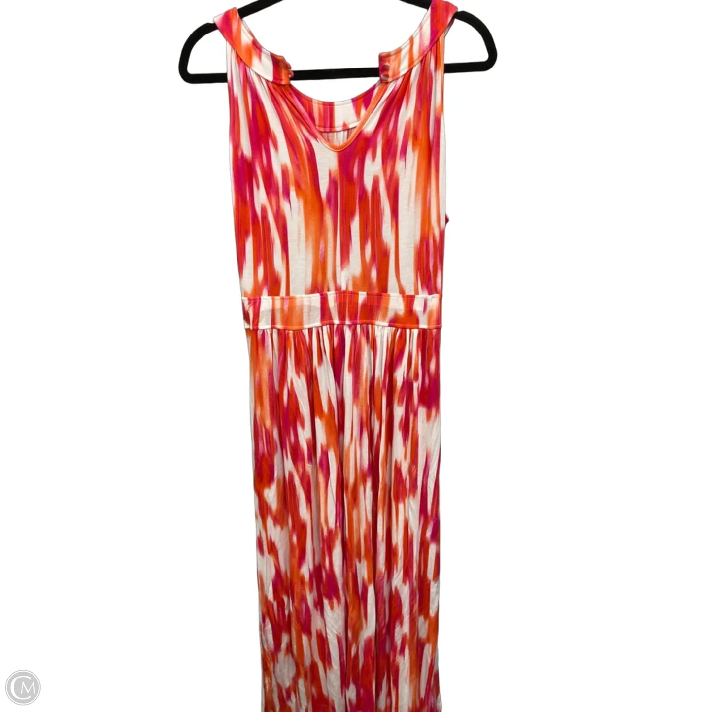 Dress Casual Maxi By Calvin Klein In Orange & Pink, Size: 12