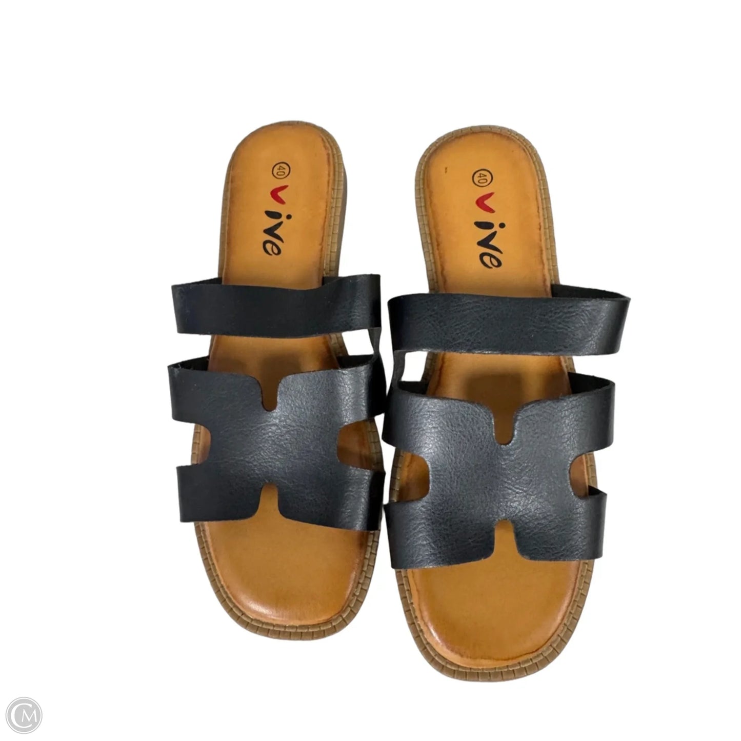 Sandals Flats By Clothes Mentor In Black, Size: 9.5
