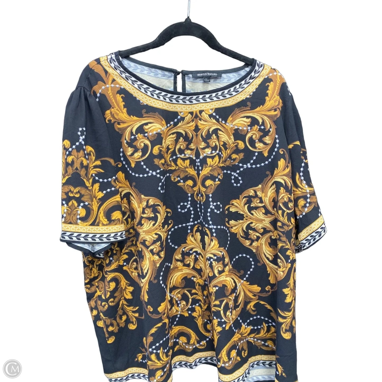 Top Short Sleeve By Jealous Tomato In Black & Gold, Size: 2x