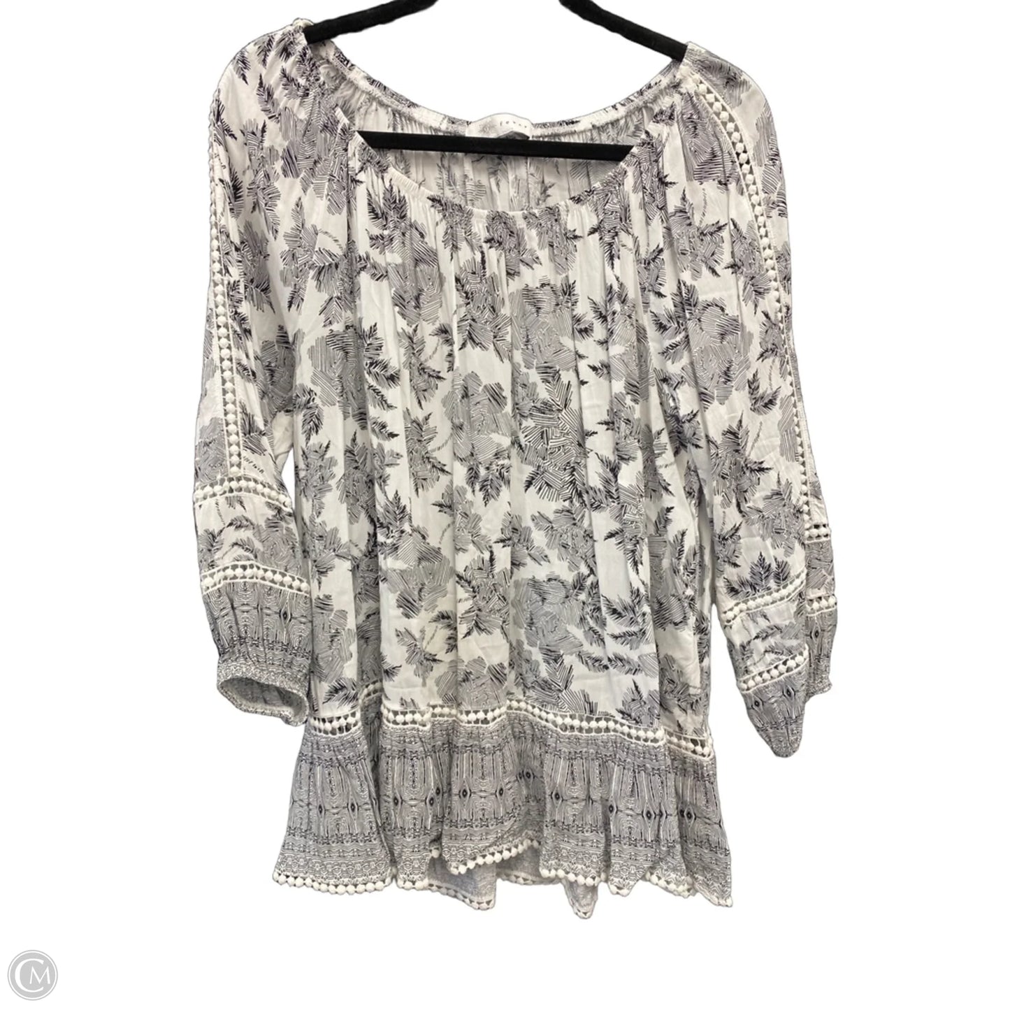 Top 3/4 Sleeve By Fever In Black & White, Size: Xl