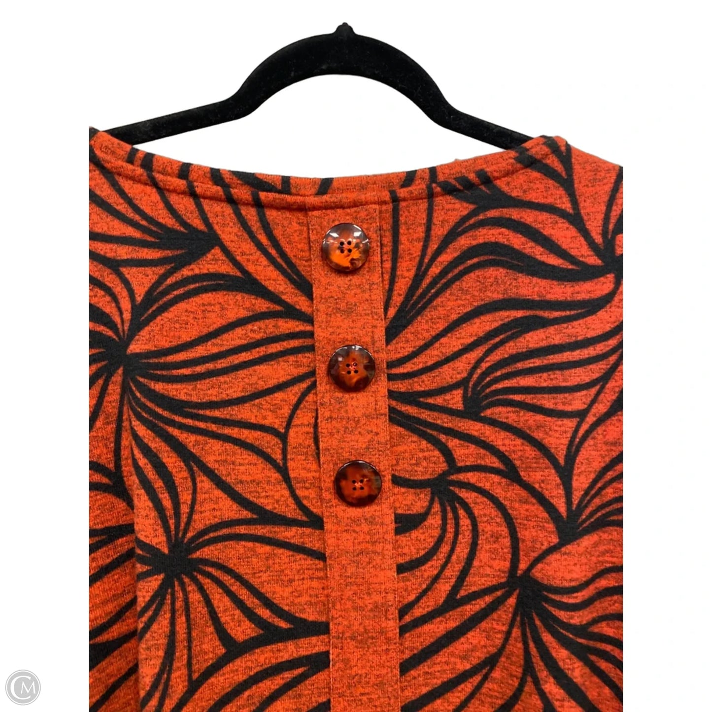 Top 3/4 Sleeve By Ali Miles In Black & Orange, Size: 2x