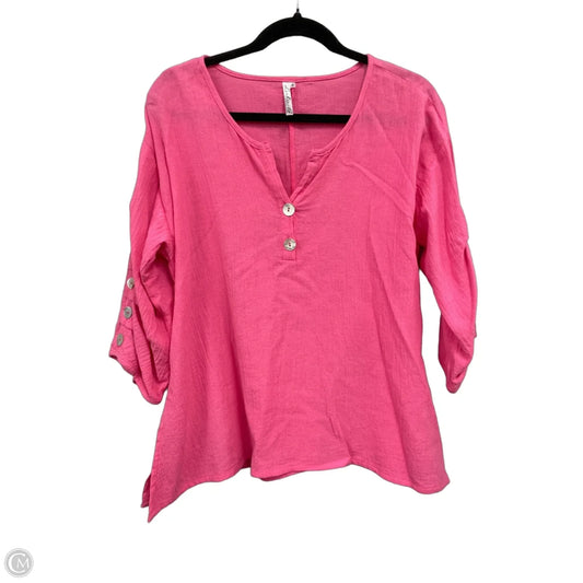 Top 3/4 Sleeve By Lulu B In Pink, Size: S