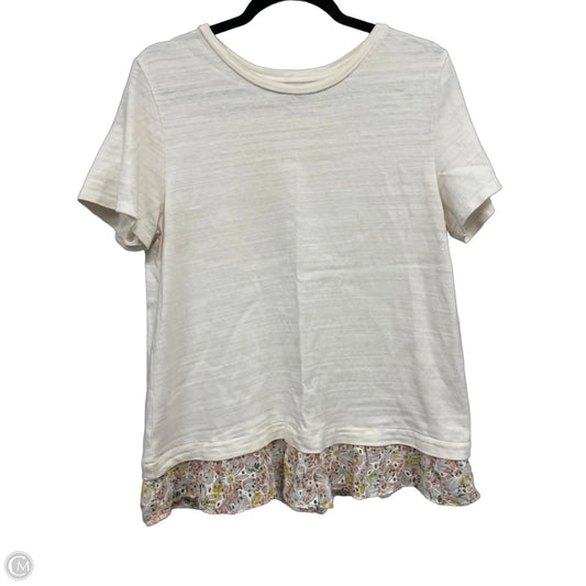 Top Short Sleeve By Loft In Cream, Size: M