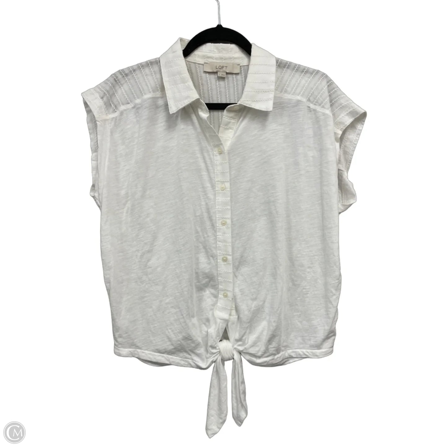 Top Short Sleeve By Loft In Cream, Size: S